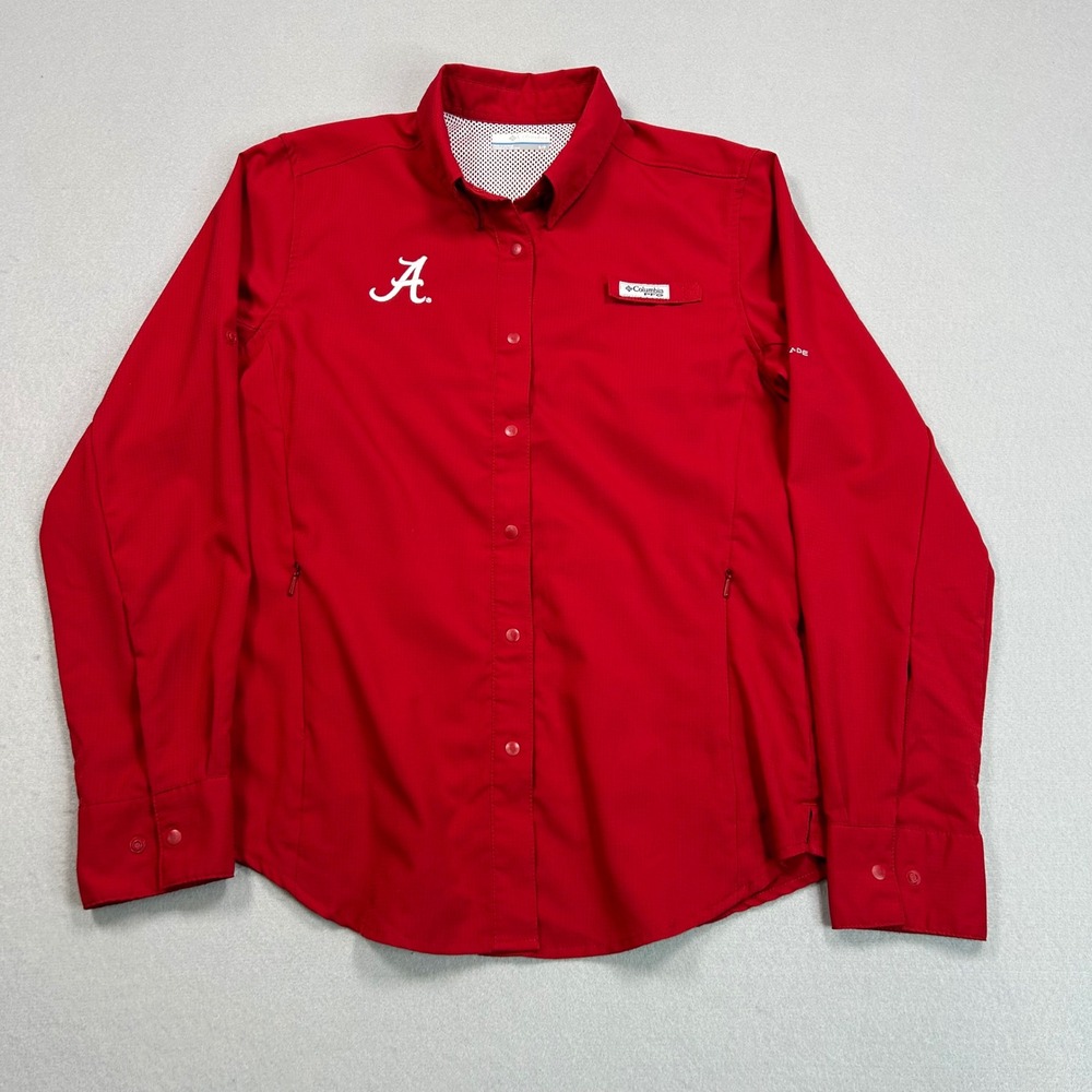 Columbia Alabama Crimson Tide Tamiami Shirt Womens Small Red Long Sleeve PFG